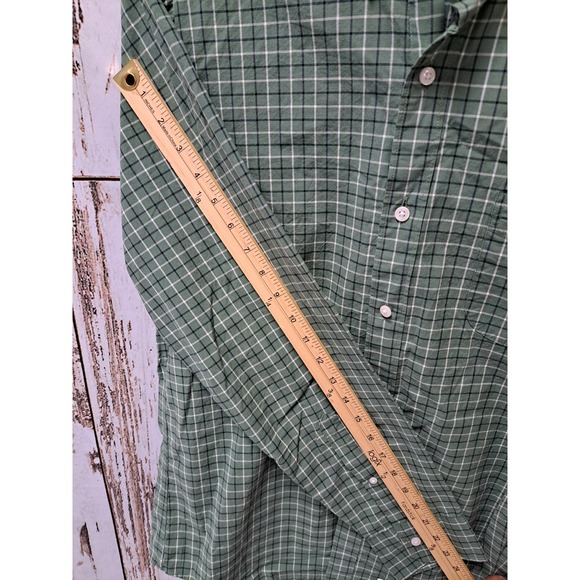 J. Crew Stretch Classic Men's Long-Sleeve Button-Up Shirt Green Checkered - Picture 5 of 6